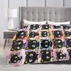 Cute Chococats Blanket Black Cat Super Warm Novelty Plush Throw Blanket For Child Home Decor Flannel Bedspread Bed Cover