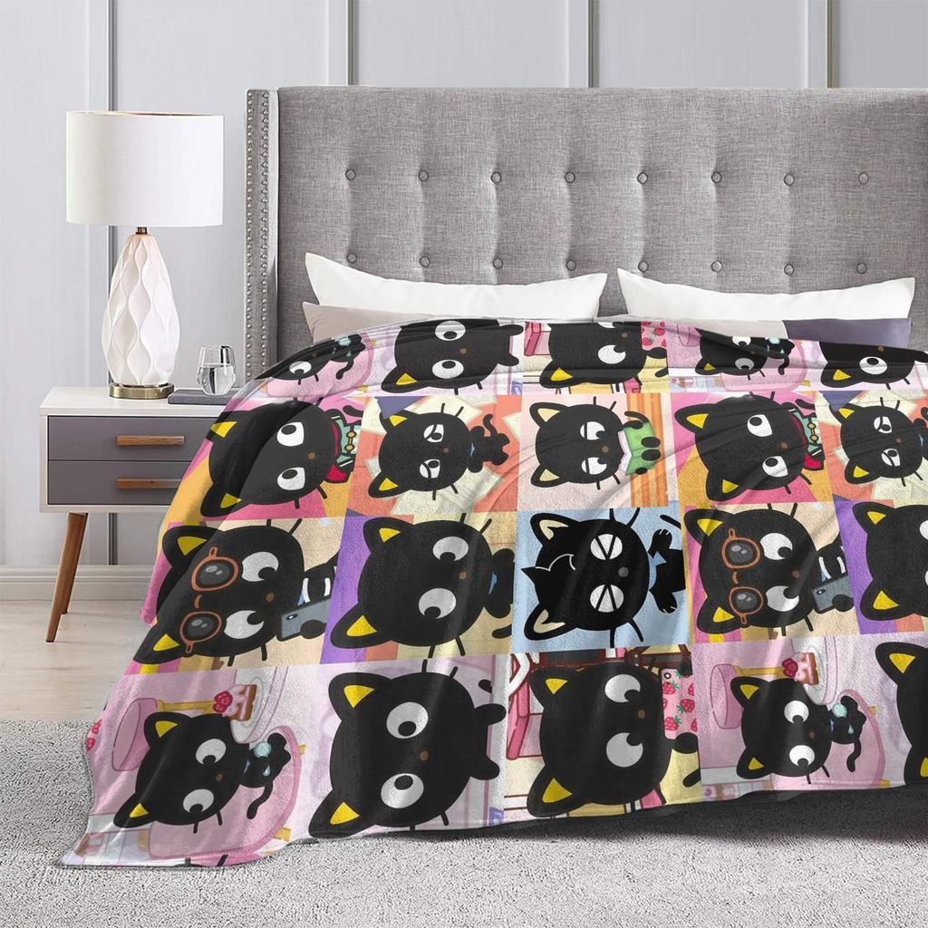 Cute Chococats Blanket Black Cat Super Warm Novelty Plush Throw Blanket For Child Home Decor Flannel Bedspread Bed Cover