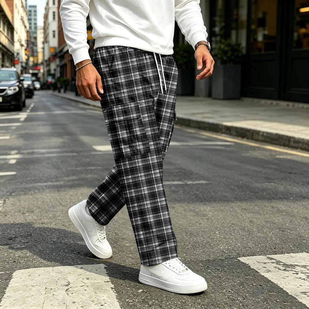 Men's Casual Straight-Leg Drawstring Jogger Pants for Commute and Sports