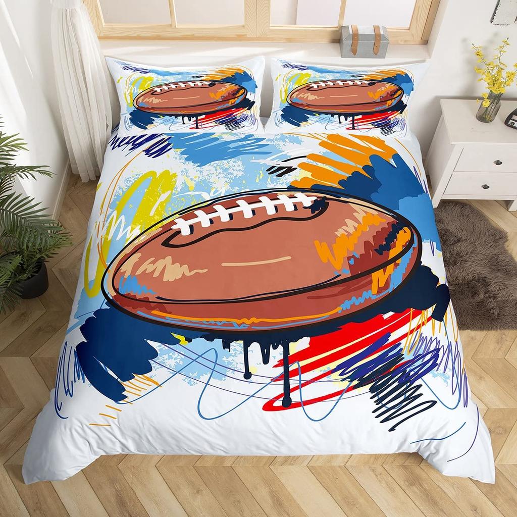 Kids Volleyball King Queen Duvet Cover Teens Ball Sports Bedding Collection Grunge Hippie Tie Dye Comforter Cover Polyester Quilt Cover
