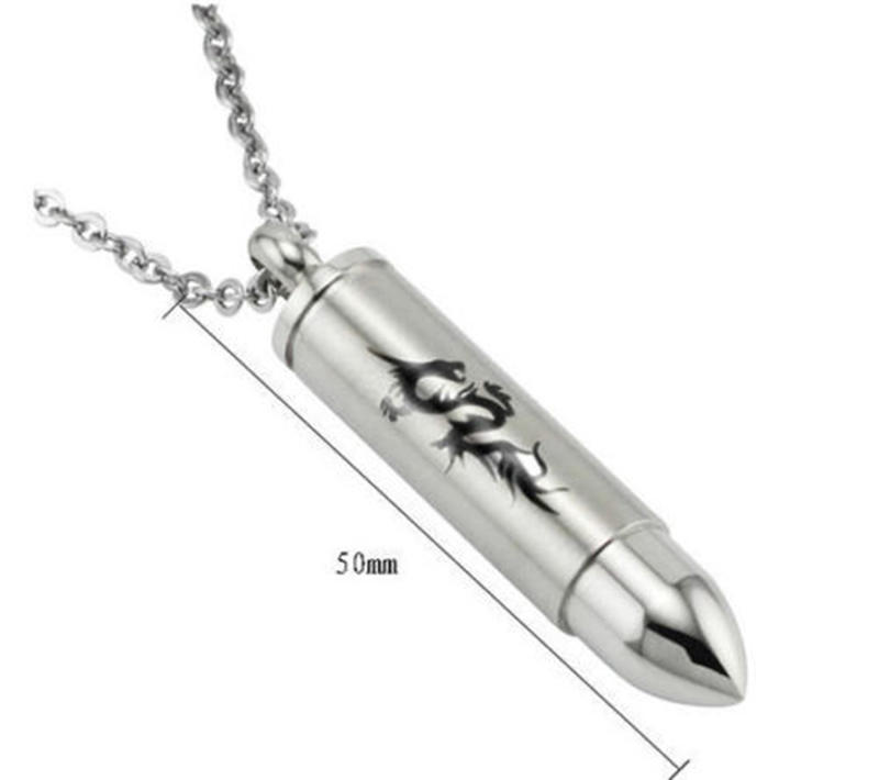 Dragon Bullet Memorial Cremation Ash Urn Stainless Steel Pendant Necklace R_DM Dragon Bullet Memorial Cremation Ash Urn Stainless Steel Pendant Necklace R_DM