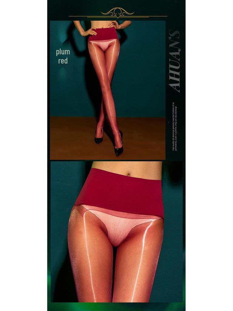 Satin 360 Aurora 3D Seamless Transparent Oily Stockings with Foot Shape for Women