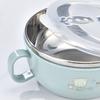 Kids Training Bowl Fall Resistance High Temperature Resistant with Lid Easy to Clean Dual Handles Dustproof Stainless Steel Cartoon Kids Bowl Toddlers