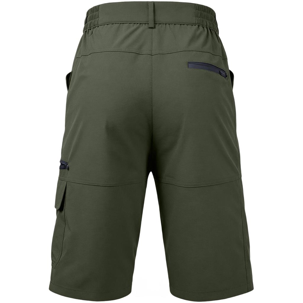 Men's Summer Casual Multi Pocket Cargo Shorts Outdoor Knee Length Work Shorts with Elastic Waistband and Zipper Pockets for Daily Use