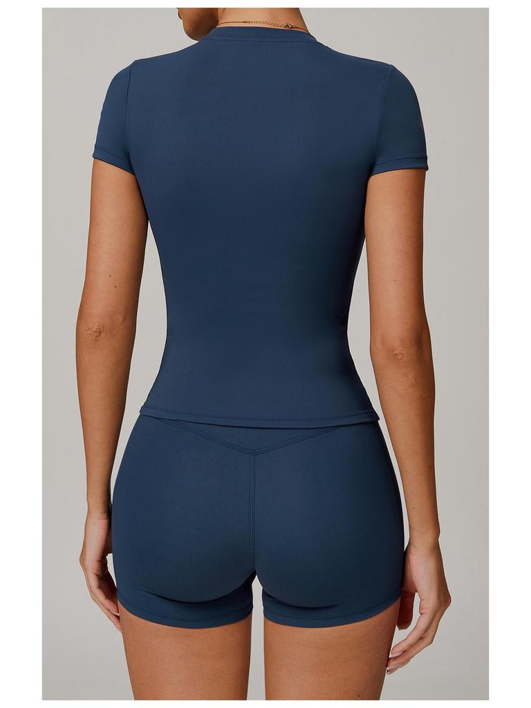 Kundenspezifisches Schnelltrocknendes Yoga-T-Shirt, Kurzarm-Fitness-Top für Damen - Outdoor-Laufen & Sport-Stil 8455