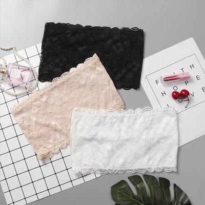 Trägerloses Spitzen-Bandeau-Camisole mit schönem Rücken und integrierter Anti-Exposure-Schicht