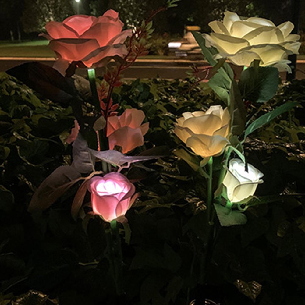 LED Solar Simulation Rose Flower Light Waterproof Garden Landscape Lamp Outdoor Lawn Lamp Home Xmas Decorative Flower Lights