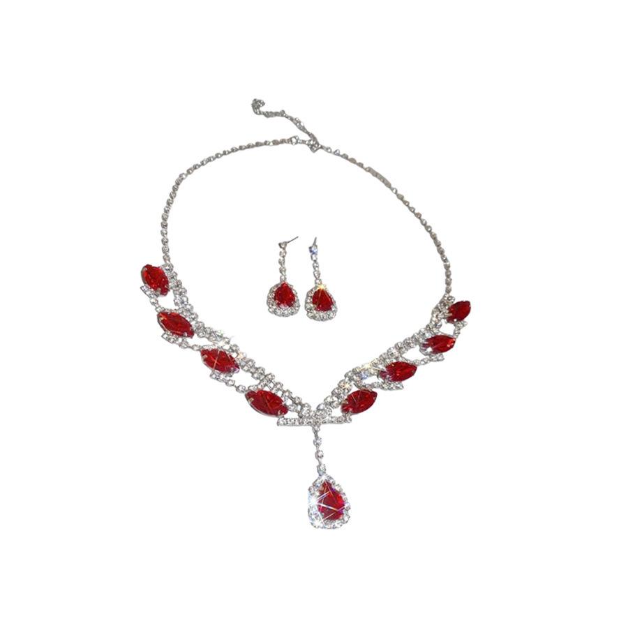 Elegant Vintage Rhinestone Water Drop Necklace & Earring Set for Women