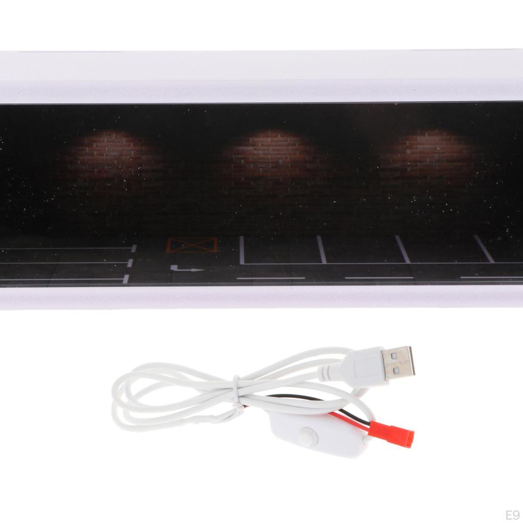 1/64 Parking Lot Showcase Container with LED Lights 11.81 x 5.51 3.94Inches Backdrop Protective
