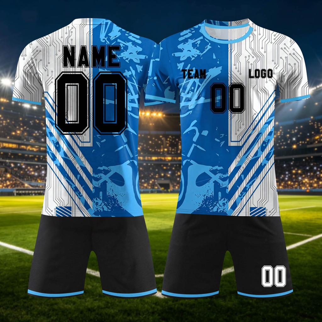 Conjunto Deportivo Personalizado de Dos Piezas DIY con Camiseta de Manga Corta y Pantalones Cortos para Uniformes de Equipo y Estampación Personalizada