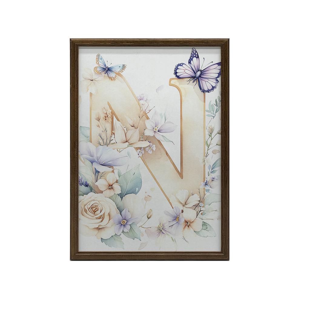 N - Kwiatowy Plakat Dla Dzieci N - Kwiatowy Plakat Dla Dzieci, 50X70 Cm, Bez Ramy, Płótno Premium Na Blejtramie