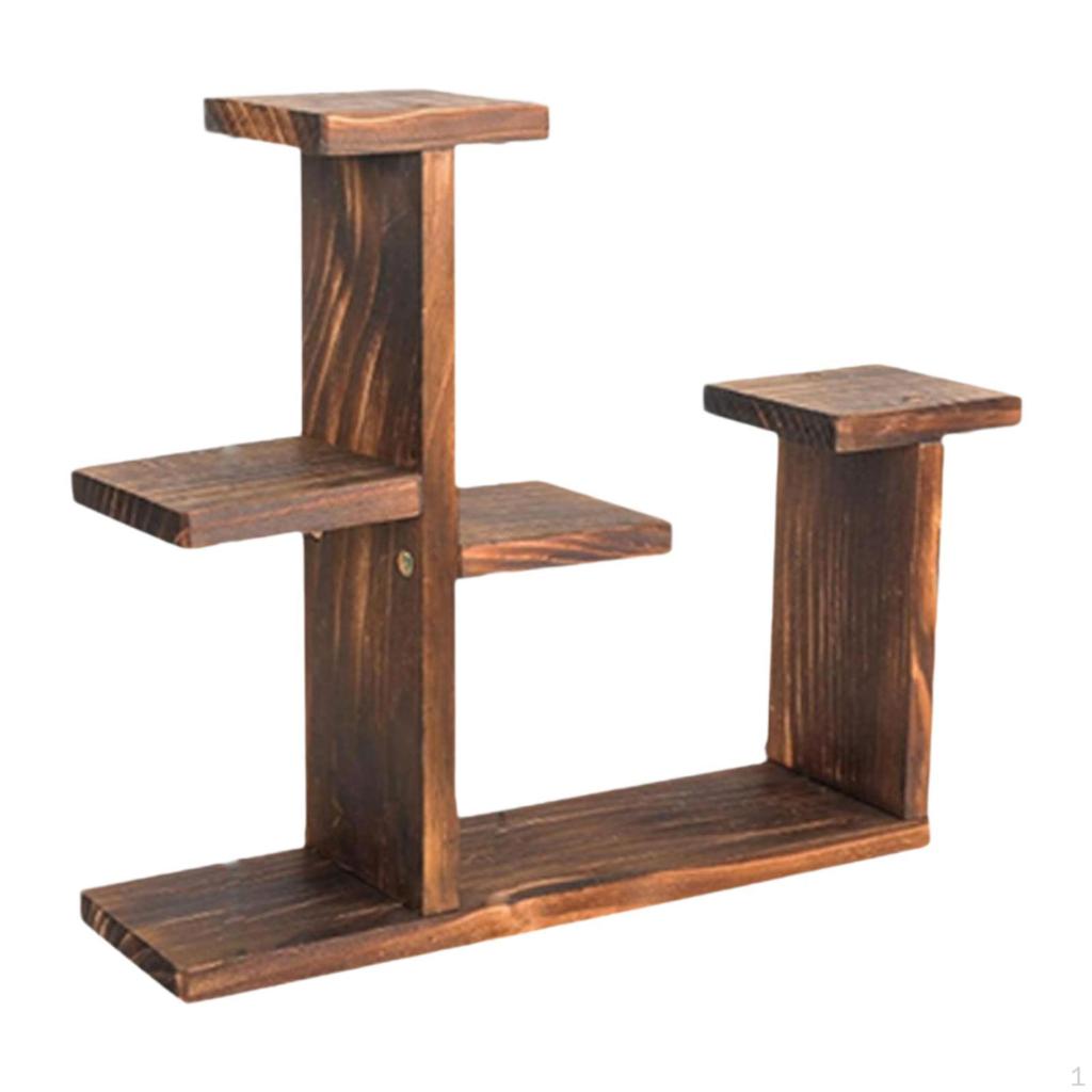 Wielopoziomowy Drewniany Stojak na Kwiaty do Eksponowania Roślin na Podłodze