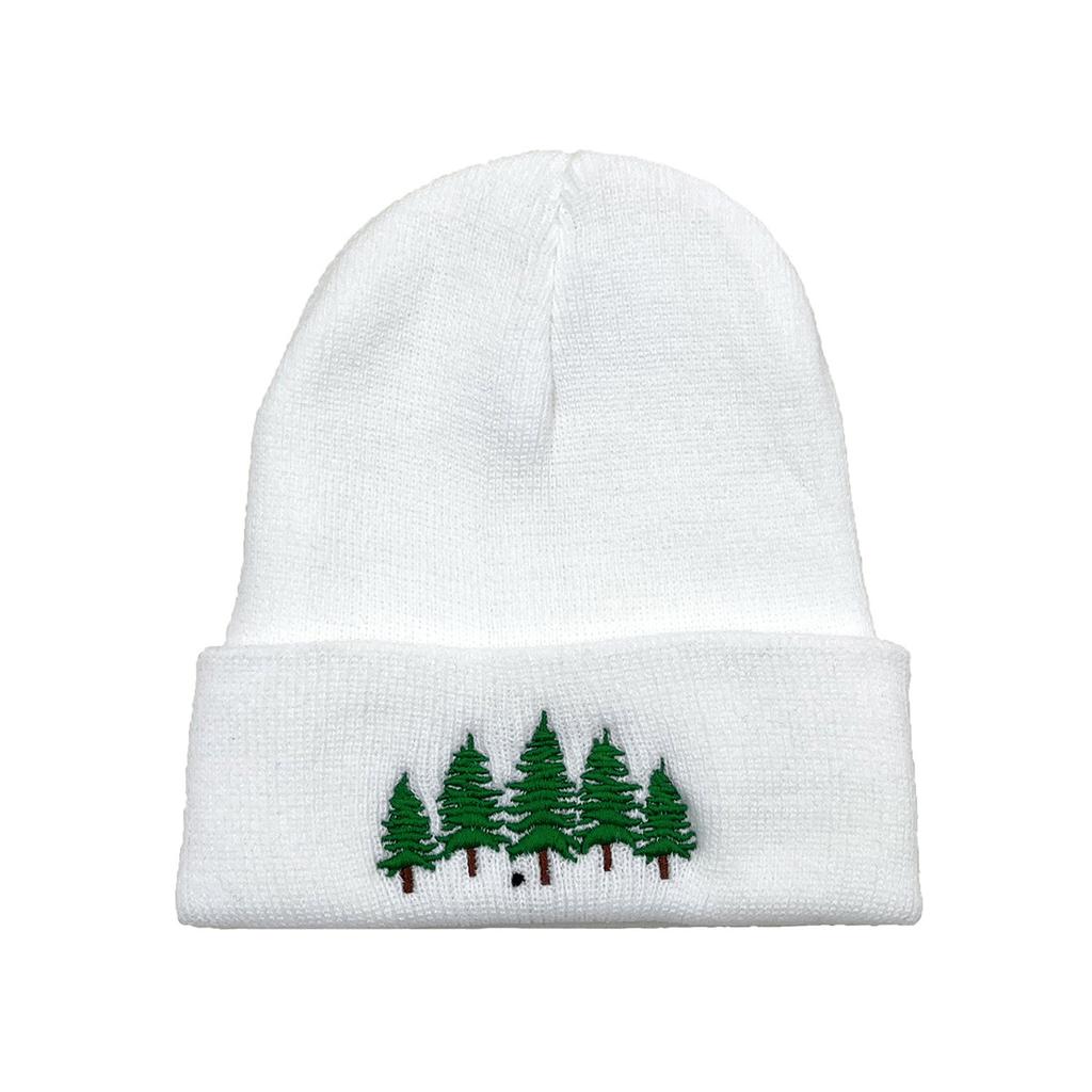 Autumn And Winter Warm Pine Tree Embroidery Pullover Hat Embroidery Knitted Hat Pullover Hat Hip Hop Wool Hat