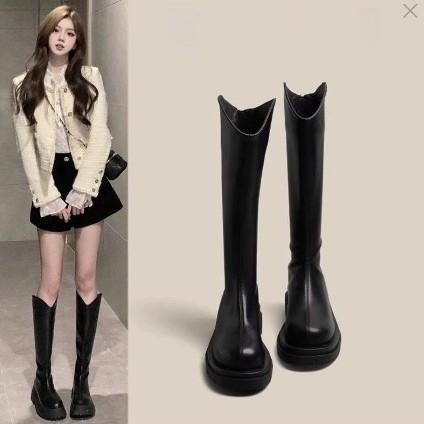 Boots Boots Women's Autumn and Winter Fleece Thick-soled Wide Big Tube Wide Fat mmV Mouth Tall Knight Boots
