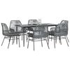 VidaXL Garden Dining Set Cushions 7 Pcs Grey Poly Rattan Glass, Outdoor Dining Set, Furniture of 3334482