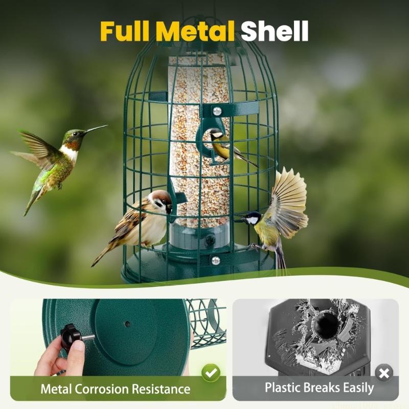 QX2E Weather Resistant Iron Wild Bird Feeding Station Prevents Wildlife From Accessing