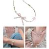 Bowknot Beaded Choker Colorful Beaded Necklaces Bowknot Necklace Artificial Crystal Material Gift for Girls Children