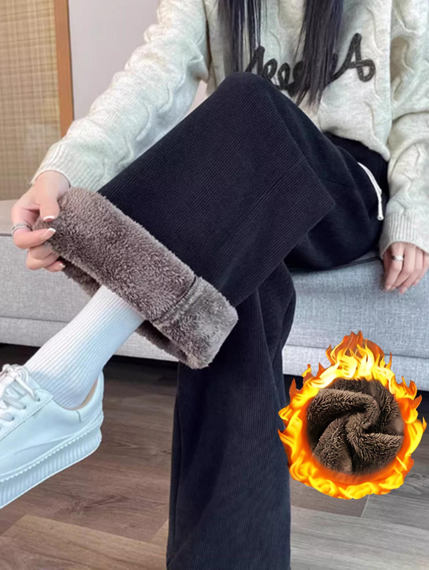 

Trendy Fleece-Lined Corduroy Sweatpants: Casual, Warm, and Versatile for Autumn and Winter L чёрный
