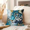 1pc Pillowcase, Vibrant Turquoise Blue Leopard Print Pillow Cover, Soft and Smooth Polyester Short Plush Fabric, Single-Sided Printed Pattern, 45cm*45