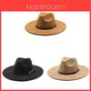 Cappello Fedora Stile Etnico Tradizionale in Tessuto Scamosciato con Ampia Tesa per l'Inverno