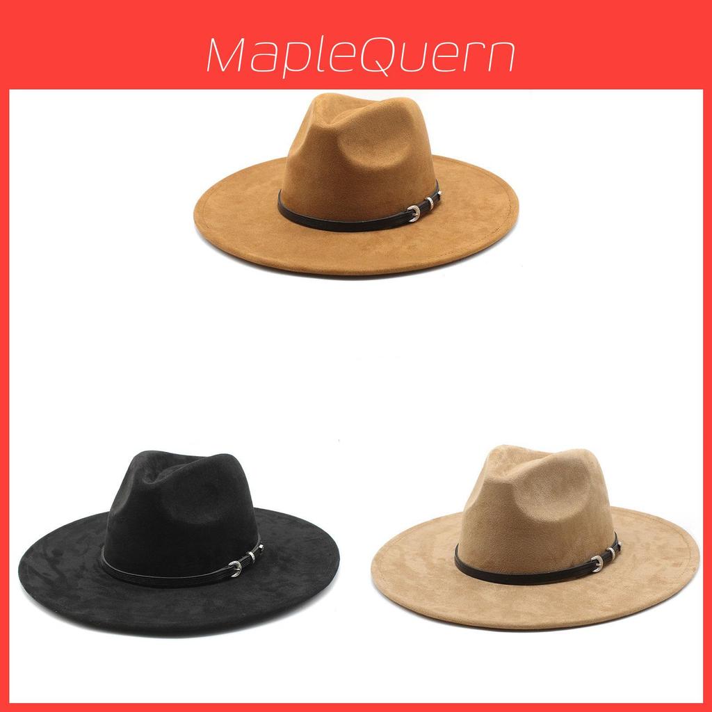 Cappello Fedora Stile Etnico Tradizionale in Tessuto Scamosciato con Ampia Tesa per l'Inverno