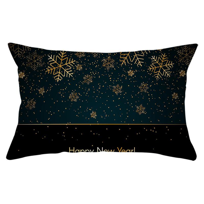 New Black Gold Series Christmas Peach Skin Print Waist Pillow Cover Home Accessories Cushion Cover Sofa Cushion Cover