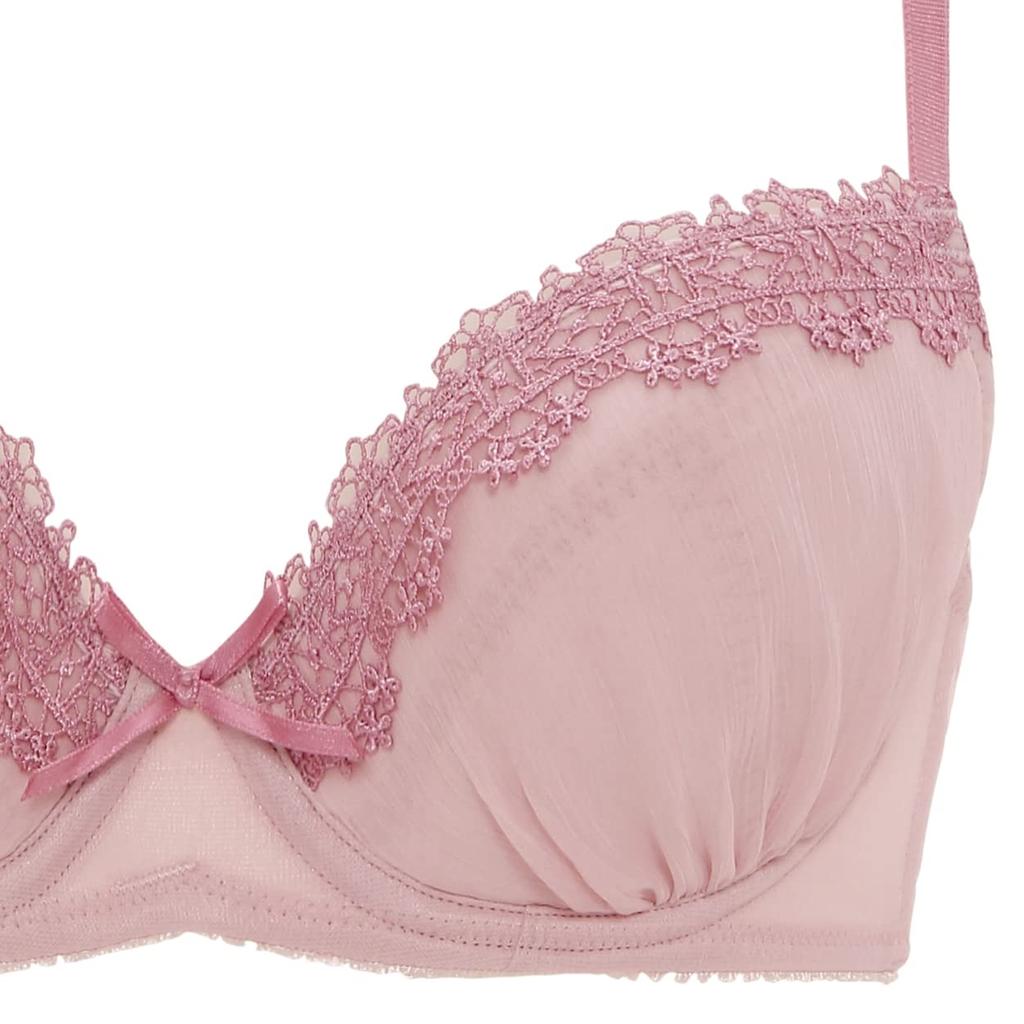 by Daily AMOSTYLE Cup Bra Shorts Set M019 D 70 [AMOSTYLE Triumph] 3/4 Bra, & (Nostalgic Pleats) Women's (Rose) /