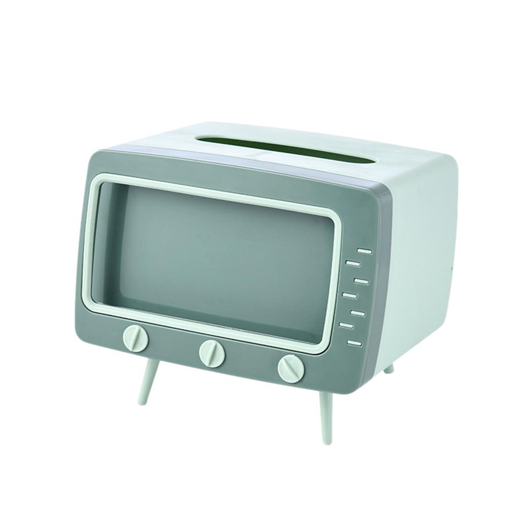 2 in 1 Tissue Box  Desk Box Creative TV Appearance with Phone Stand