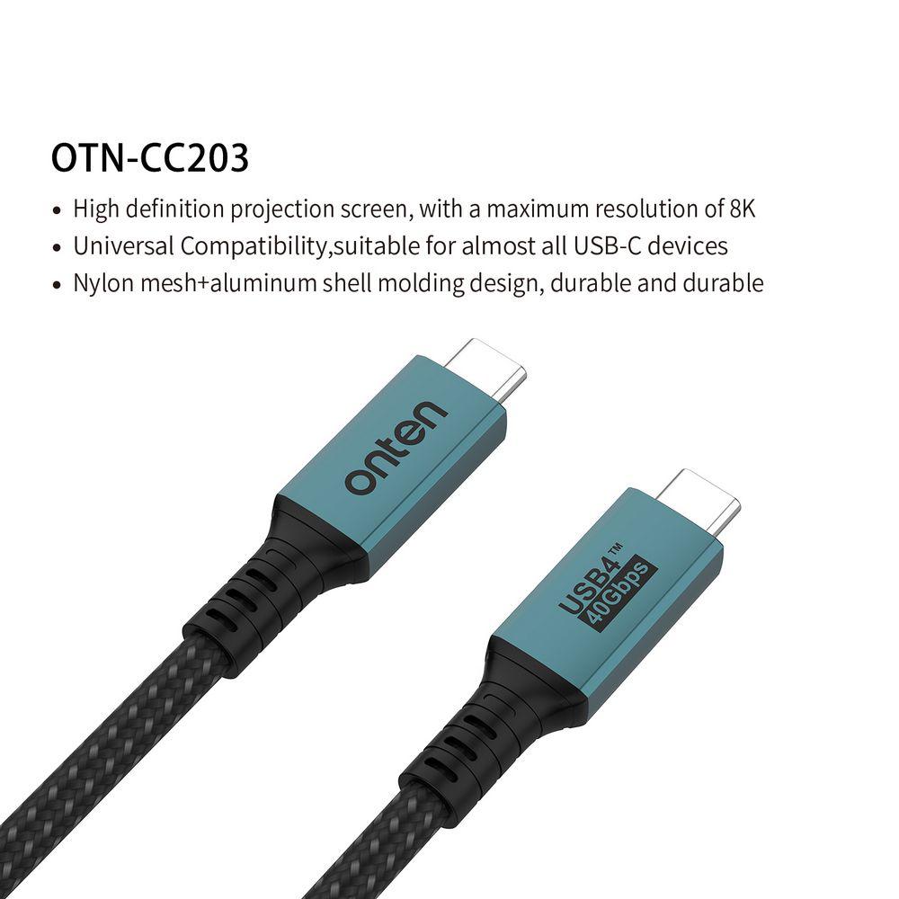 ONTEN OTN-CC203 2m USB4 Cable 40Gbps Transfer Rate 100W Charging Full Function Data Cable