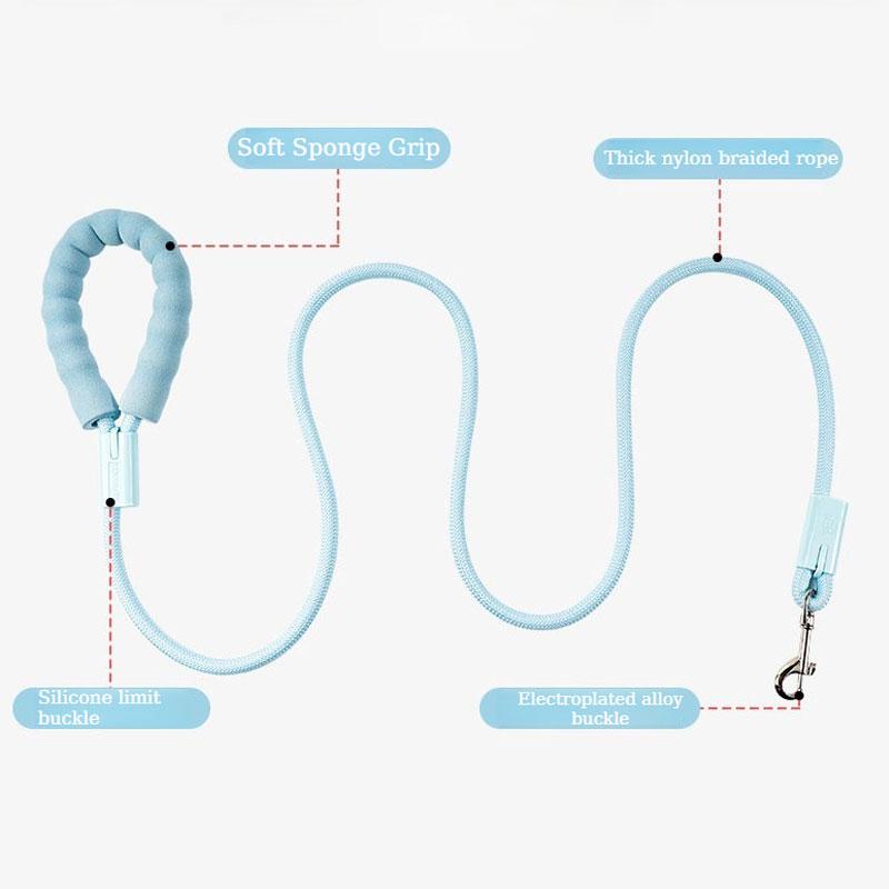 Nylon Dog Leash with Soft Sponge Handle Anti-Lost Pets Walking Lead 360°Rotating Clasp Traction Rope for Small Medium Large Dogs