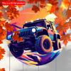 2d Flat 20*20cm, color Circular Wooden Sign, Retro Racing Car Design, Classic Rustic Style, for Room, Window, Bedroom, Door, Garage Mural Decoration.