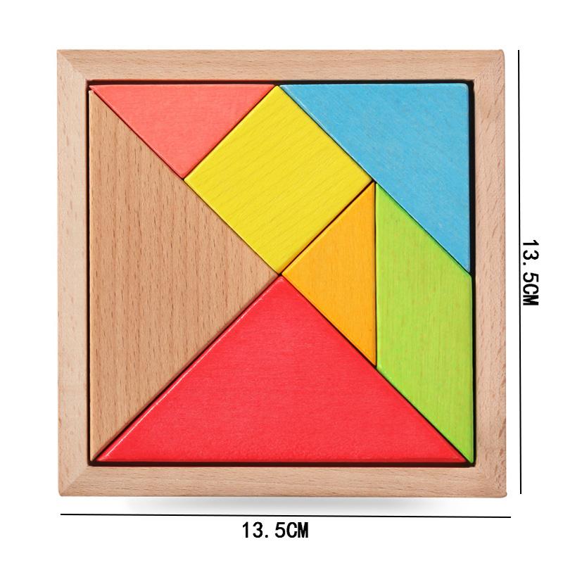 Wooden Tangram Puzzles for Kids Geometric Shape Educational Toys Brain Logic Blocks Students Back to School Gifts