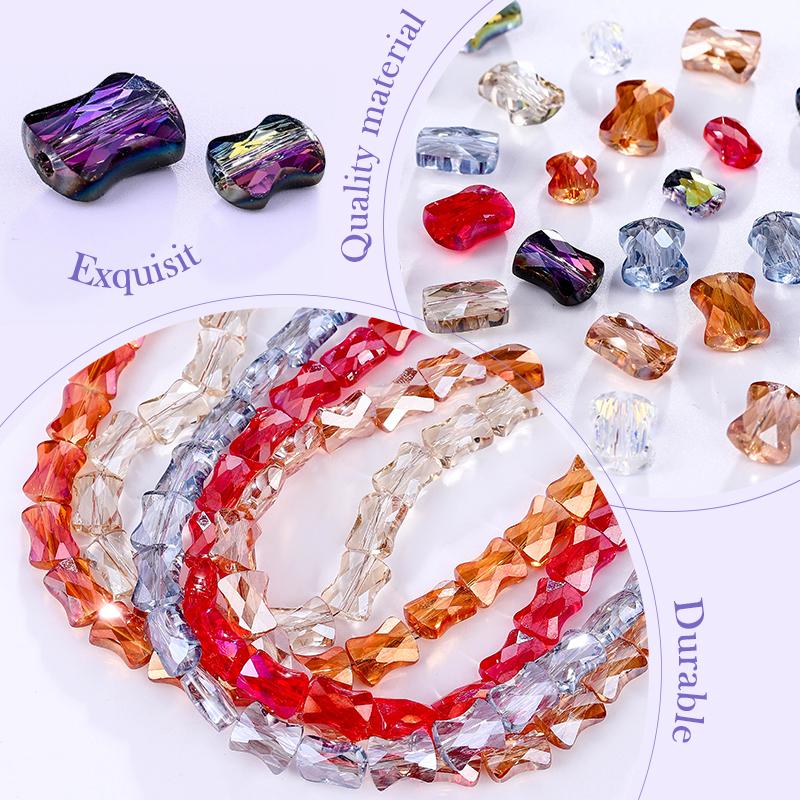Bamboo Glass Beads AB Color Faceted Flat Curved Waist Column Crystal Loose Spacer Bead for DIY Crafts Earring Bracelet Jewelry