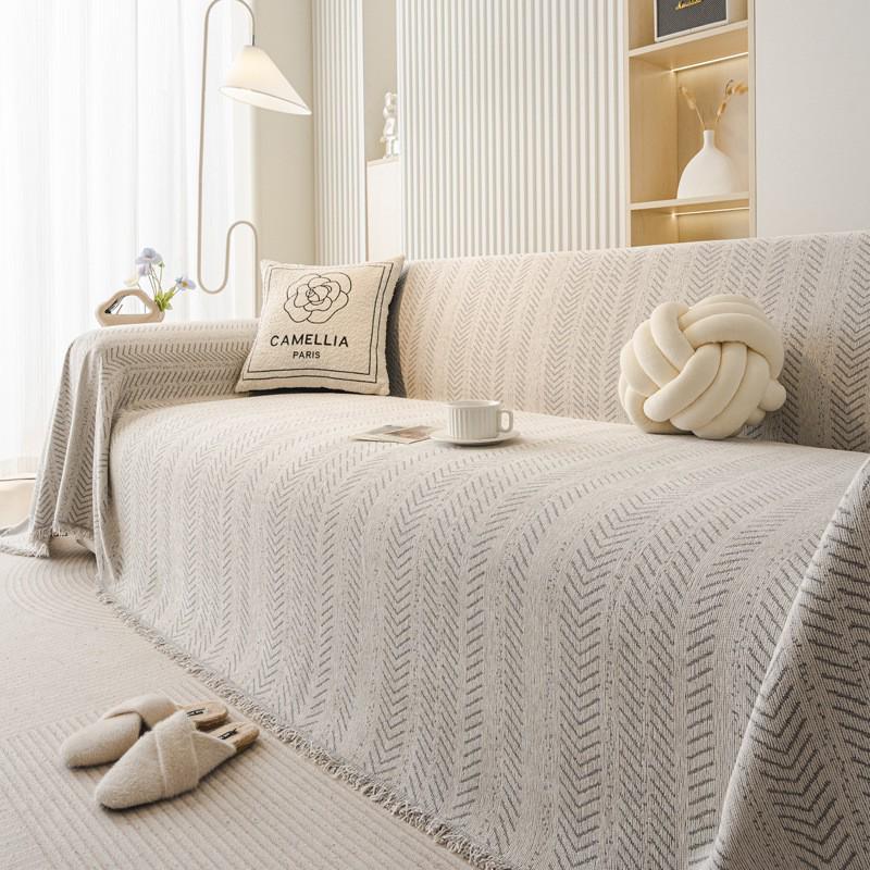 Modern Minimalist Chenille Herringbone Sofa Cover, Four Seasons Non-Slip Blanket