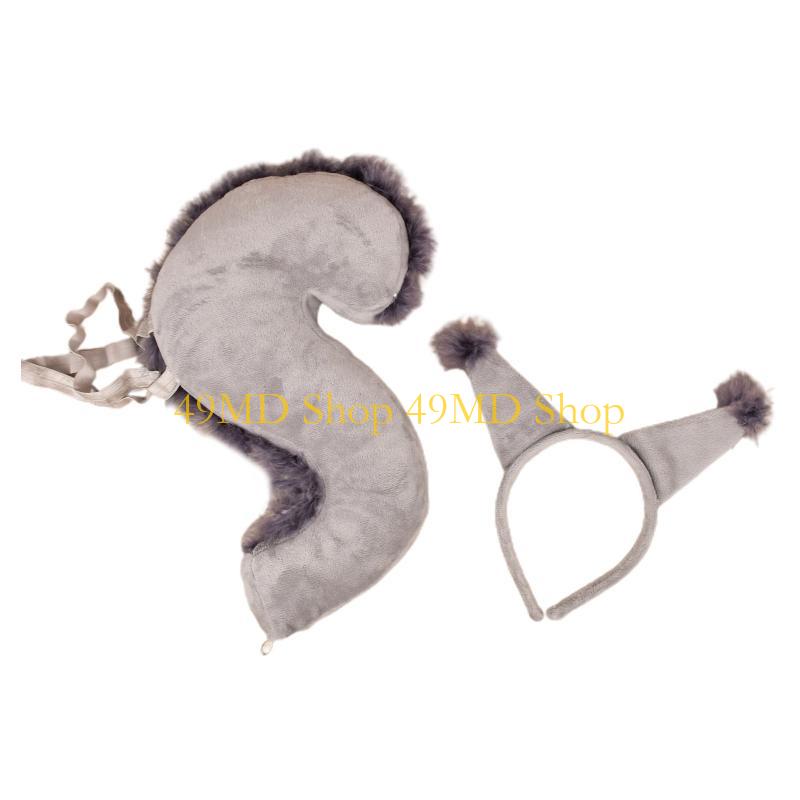 

49MD Cosplay Squirrel Ears Hairhoop and Tail Suits Kids Animal Fancy Costume Novelty Supplies for Halloween Party
