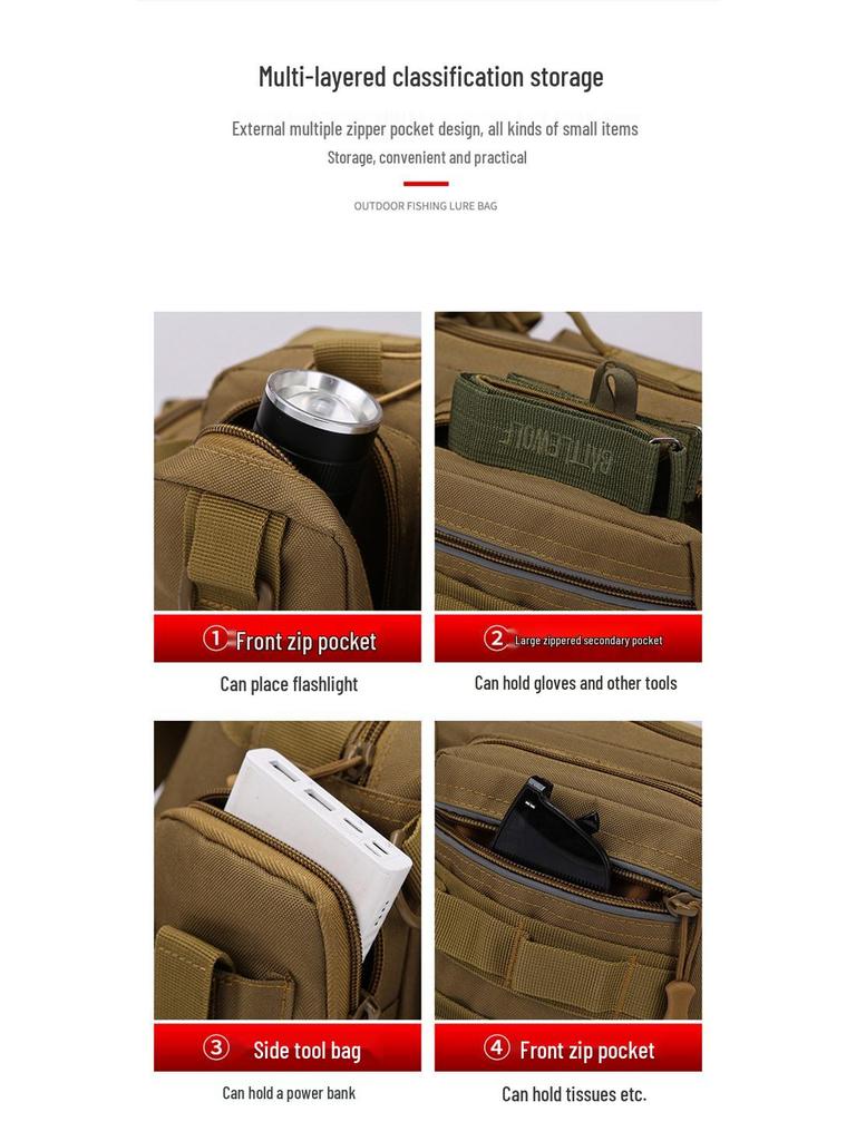Multifunctional Tactical Sling Fishing Bag with Rod Holder | Men's Large Waist Pack Outdoor Backpack