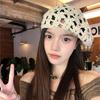 Cotton Hollowed Out Beret Hat Breathable Spring Crochet Knitted Cap Lace Hollow Flower Hat  Summer