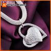 DOTEFFIL Silver Color 18 Inch Double Heart Pendant AAA Zircon Necklace For Women Fashion Wedding Charm Jewelry