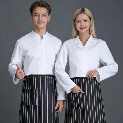 Chef Uniform V-Neck Front Buttons Unisex Workwear with Practical Pockets Professional Cooking Uniform