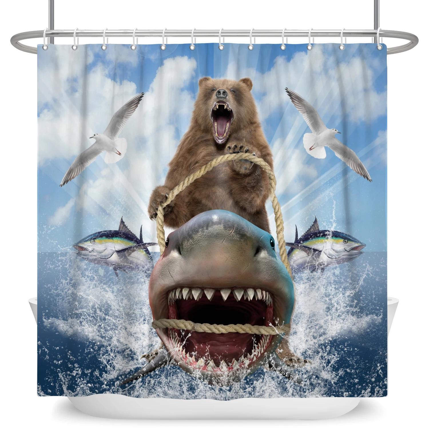 

Cute Dinosaur Funny Animal Shower Curtains Bathroom Bathtub Decoration Waterproof Polyester Bath Curtain Home Decor with Hooks 90x180cm