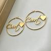 Personalized Name Hoop Earrings 18K Gold Plate Nameplate Hoops Custom Letter Minimalist Hoop Earring Stainless Steel Jewelry
