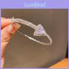 Heart Shaped Zircon Open Cuff Bracelet For Women In Gold Or Silver With Elegant Design