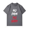 Men's 100% Cotton Crew Neck Short Sleeve T-Shirt, Casual NO PAIN NO GAIN Motivational Printed Breathable Soft Daily Workout Tee Top for Fitness Enthus