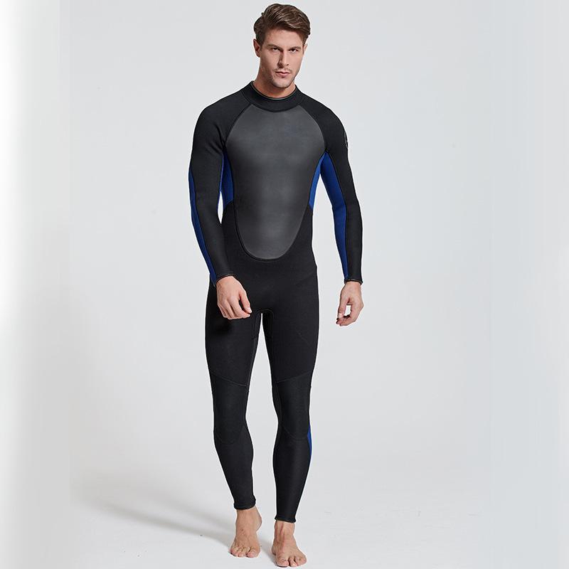 Men One Piece Wetsuit 3mm Neoprene Front/Back Zip Wetsuit Keep Warm UPF 50+ Full Body Long Sleeves Dive Suit for Surf Water Sports Diving Canoeing