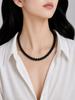 8mm Přírodní černý turmalín Drahokam Kulaté korálky Šperky Ručně vyráběný Černý kámen Náhrdelník 17-20" Pěkné korálky Choker Pro ženy 8BN-95
