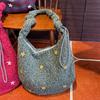 Einfache Sternstickerei Wollene Damen-Schultertaschen Vintage Vielseitig Damen-Umhängetasche Lässige Damen-Handtasche mit großem Fassungsvermögen