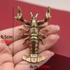 2pcs  Solid Brass Miniatures Crayfish Ornament Vintage Animal Pen Holder Desktop Decorations Crafts Collections Lobster Figurines