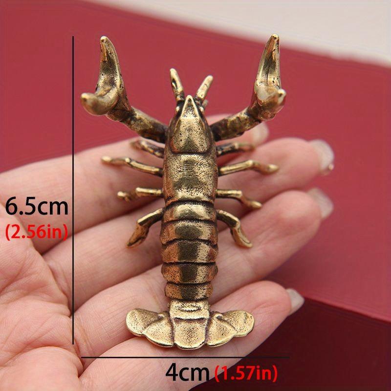 2pcs Solid Brass Miniatures Crayfish Ornament Vintage Animal Pen Holder Desktop Decorations Crafts Collections Lobster Figurines