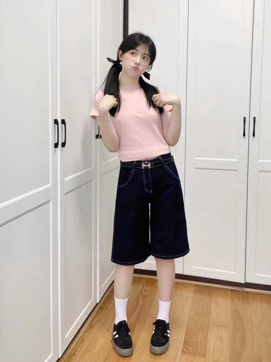 Европейские американские широкие джинсовые шорты женские повседневные свободные — фото 6