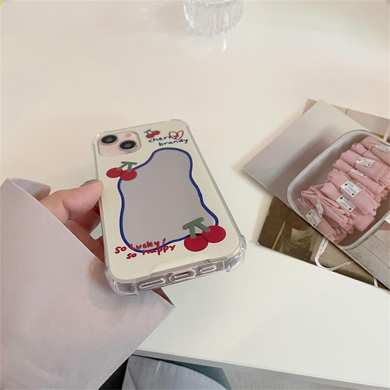 Korea süße Kirsche Liebe Herz Armband Handytasche für Iphone 13 12 11 Pro Xs Max X Xr 7 8 Plus Kette schützende weiche Rückseite Abdeckung